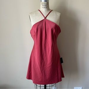 NWT Womens Lulu's Spaghetti Strap Maroon Silky Short Dress Size XL